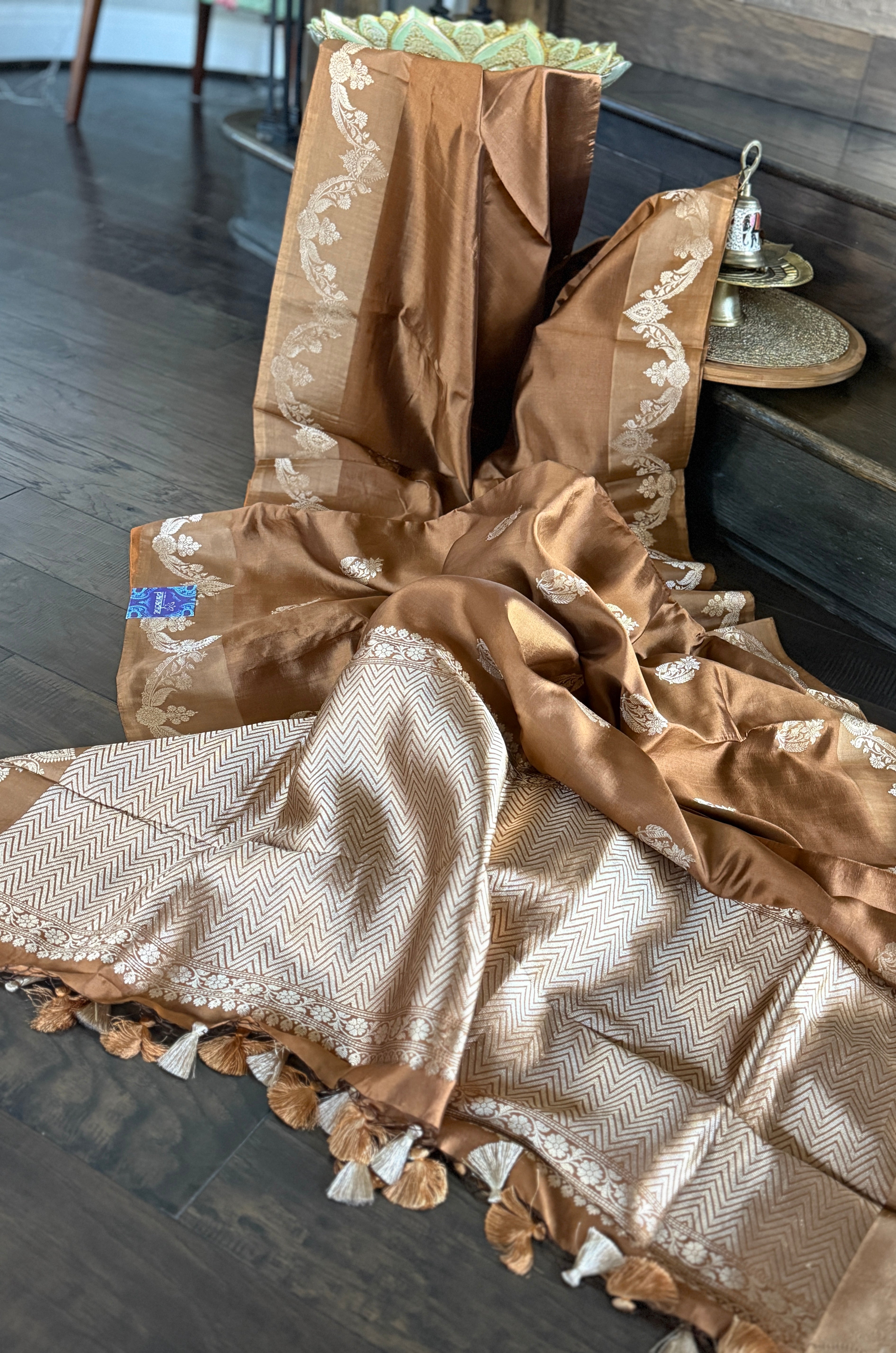 Pure Katan Silk Banarasi - Ochre Brown
