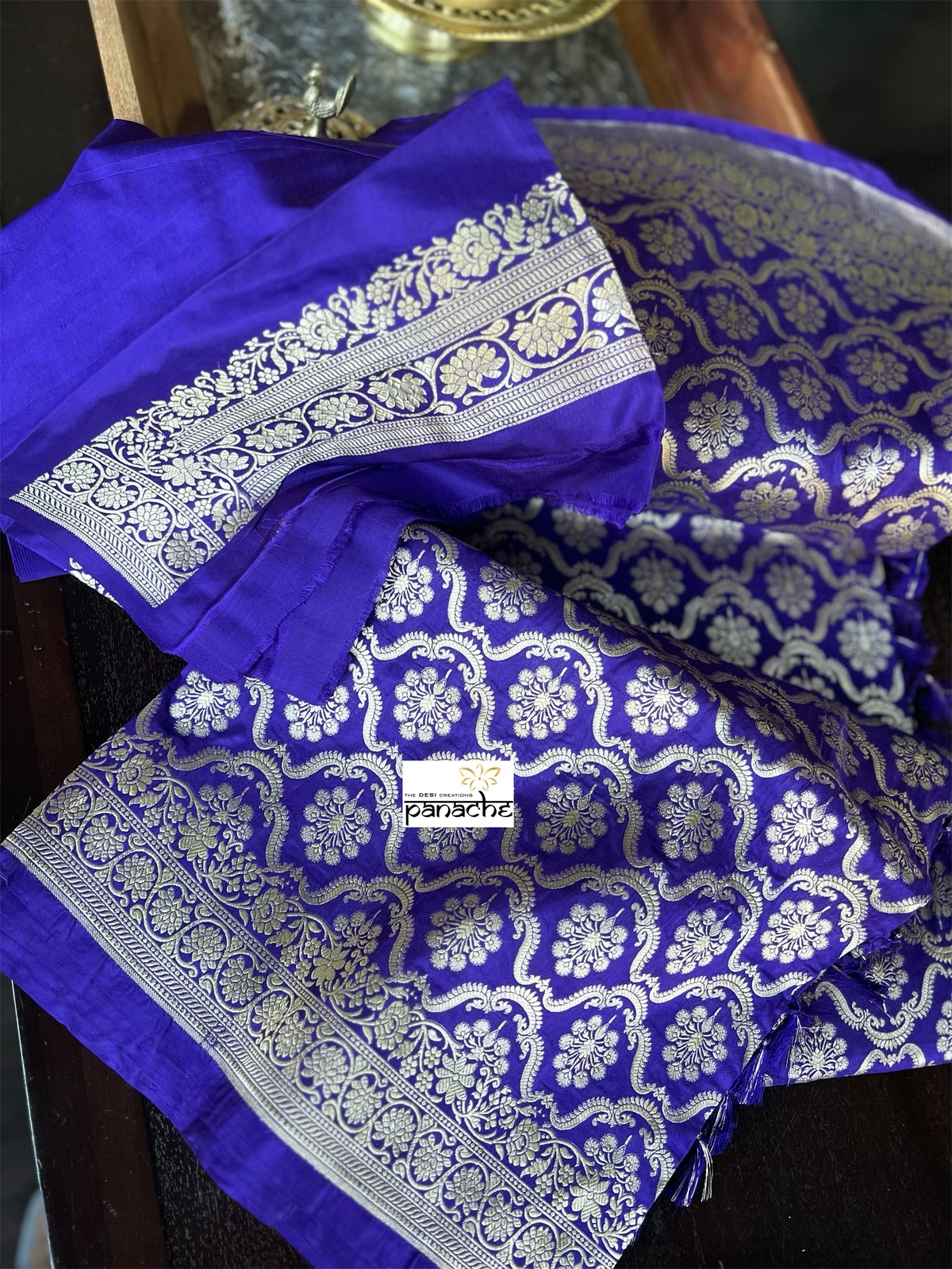 Pure Silk Katan Banarasi- Purple Blue