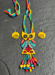 Jewelry Set - Hand-painted MultiColor Owl