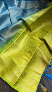Soft Silk Banaras Saree - Blue Green Tanchoi
