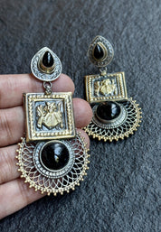 Earring 925 Silver- Onyx Srinath Ji Statement