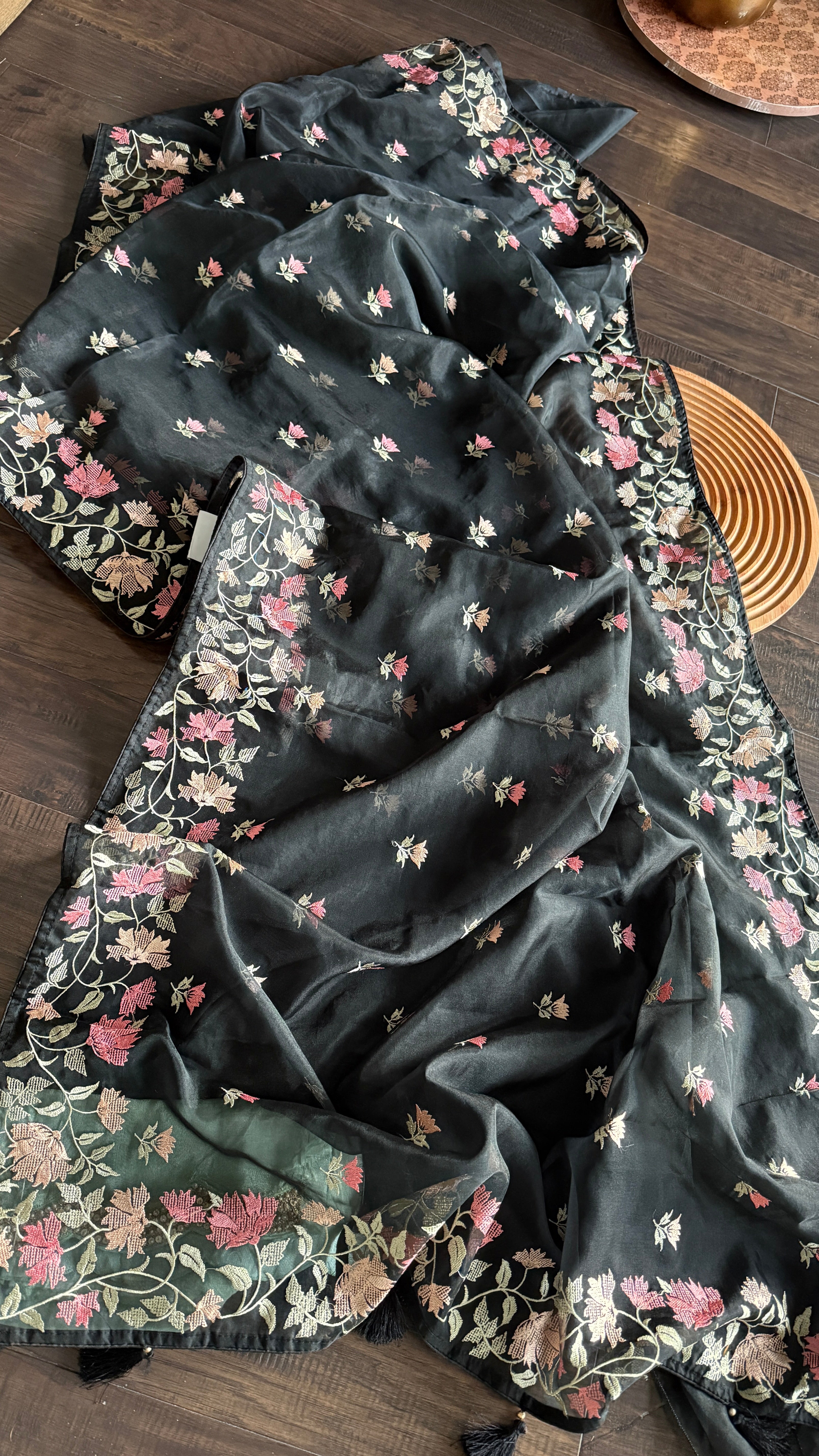 Designer Organza - Black Embroidered