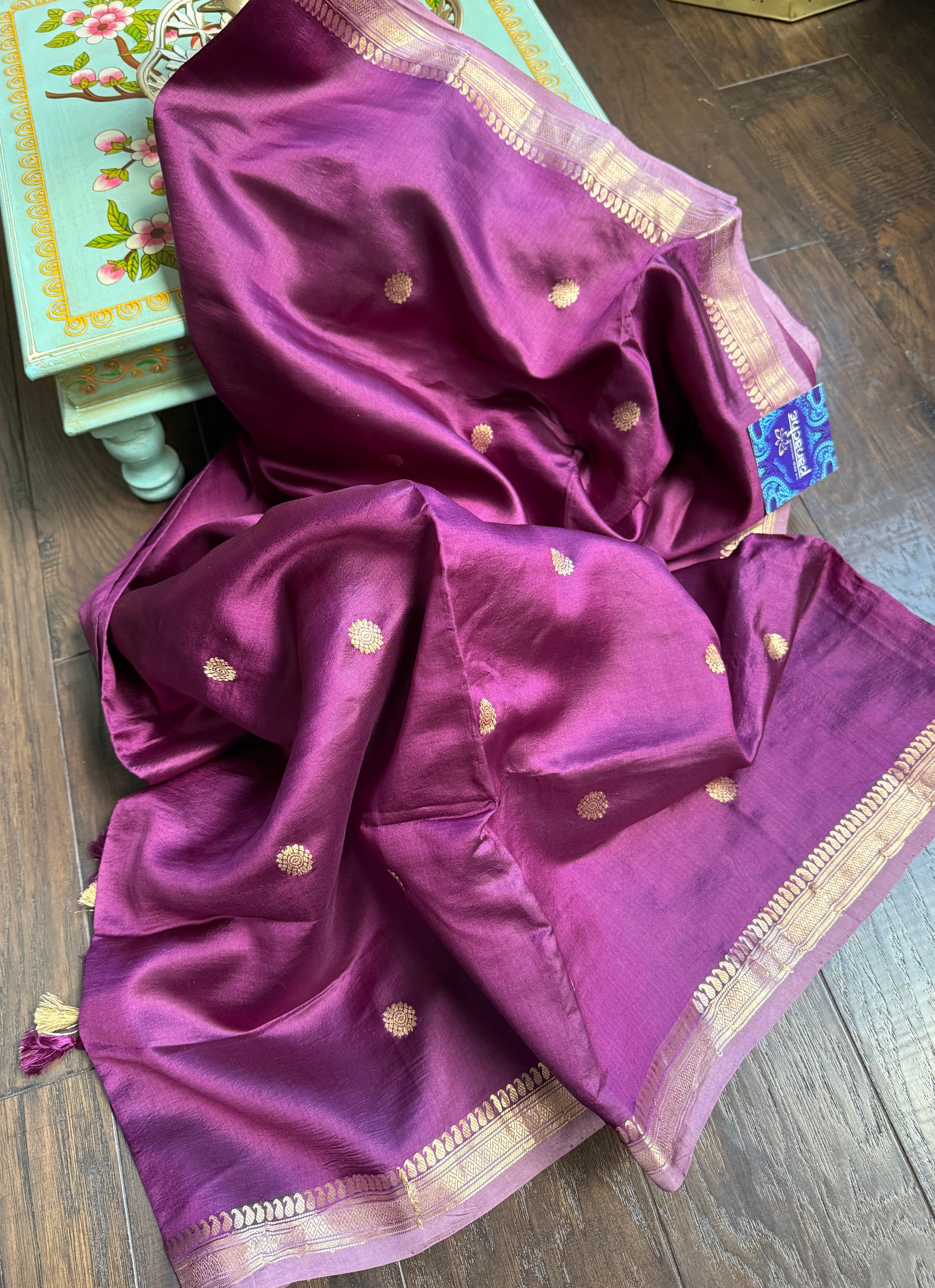Mango Silk Banarasi -  Wine Color