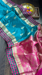 Soft Silk Kanjivaram - Firozi Blue Magenta