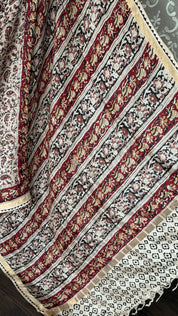 Nellore Silk Kalamkari  - Wheat Beige Paisley