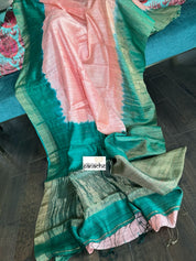 Pure Matka Silk - Peach Teal Green