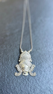 German Silver Pendent Durga - Silver Chain