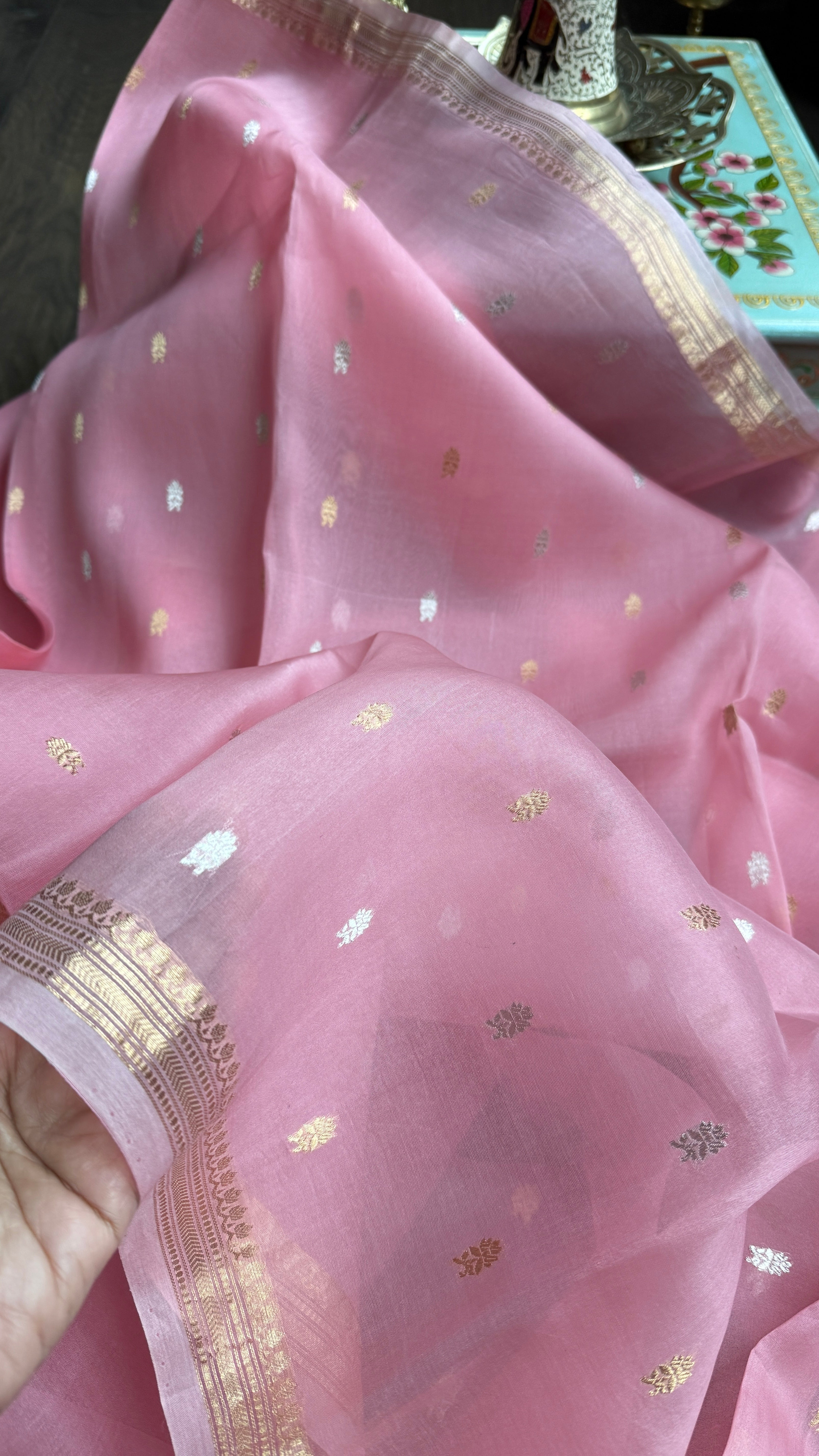 Kora Silk Banarasi - Baby Pink