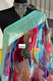 Khaddi Chiffon Banarasi - Multi color digital Printed