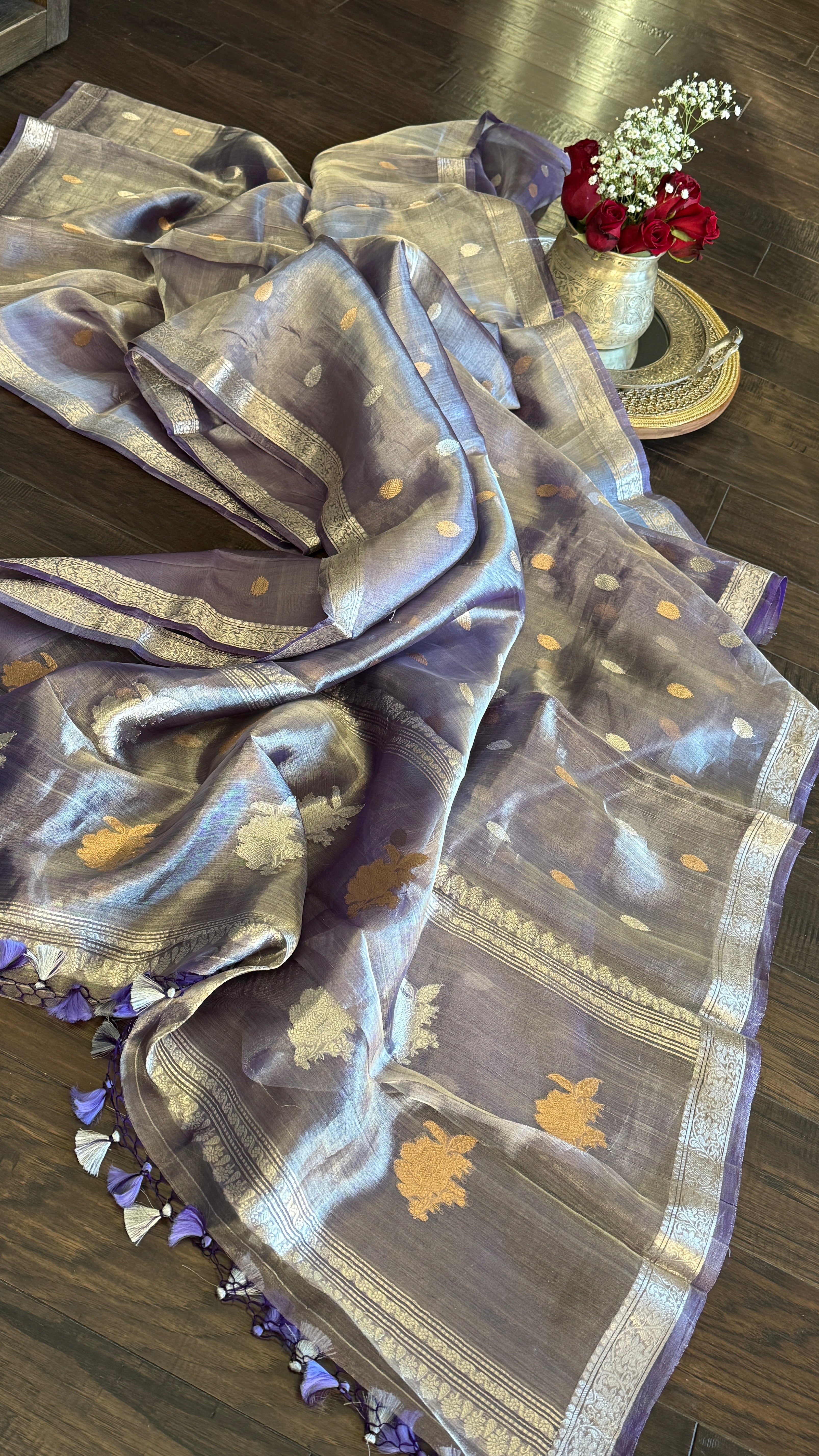 Tissue Organza Silk Banarasi - Purple