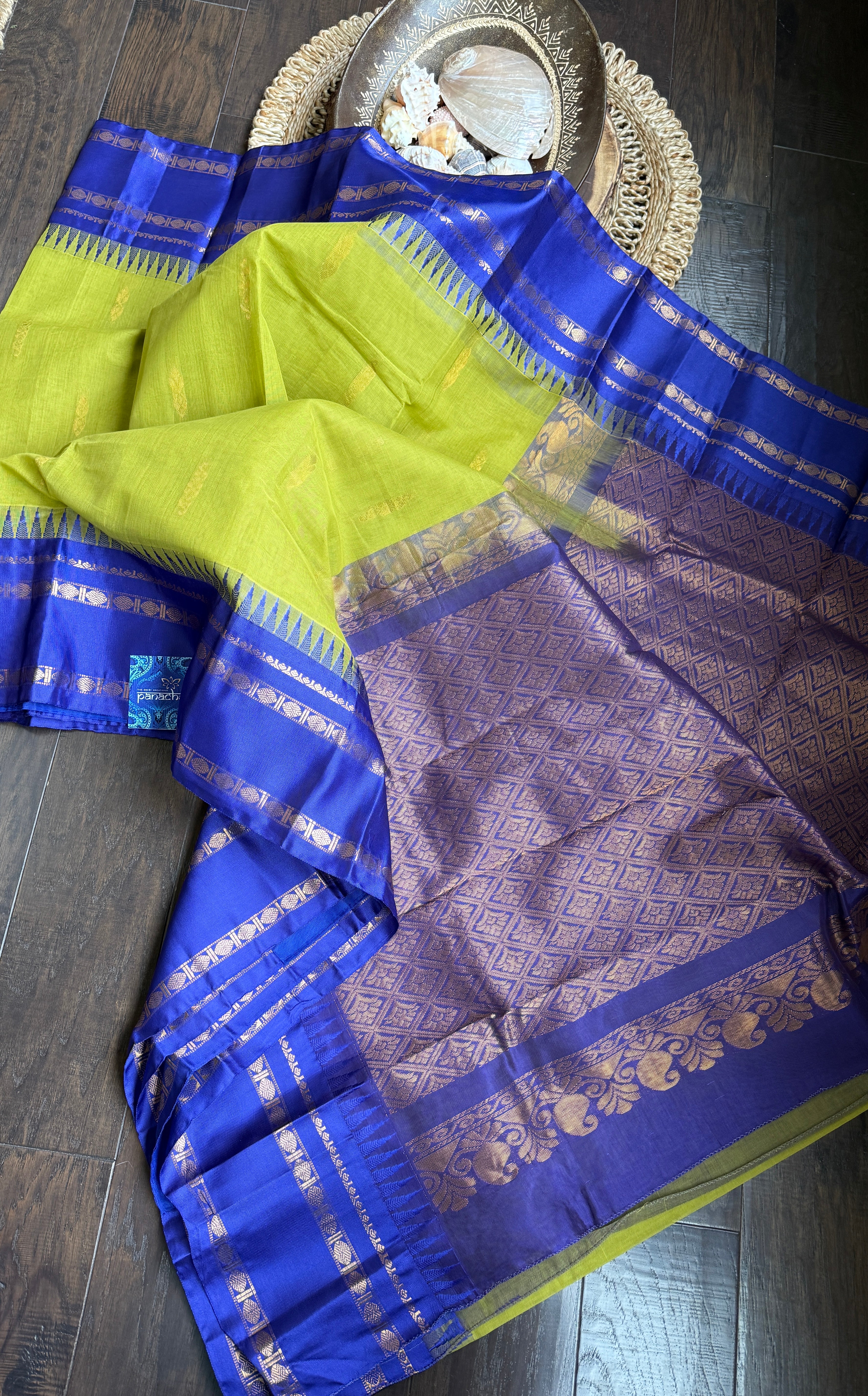 Cotton Gadwal - Henna Green Blue