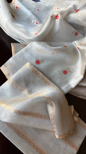 Pure Tissue Silk Banarasi - Silver Meenakari