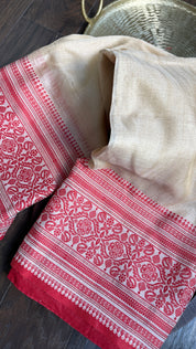Pure Gachi Tussar Silk - Cream Red