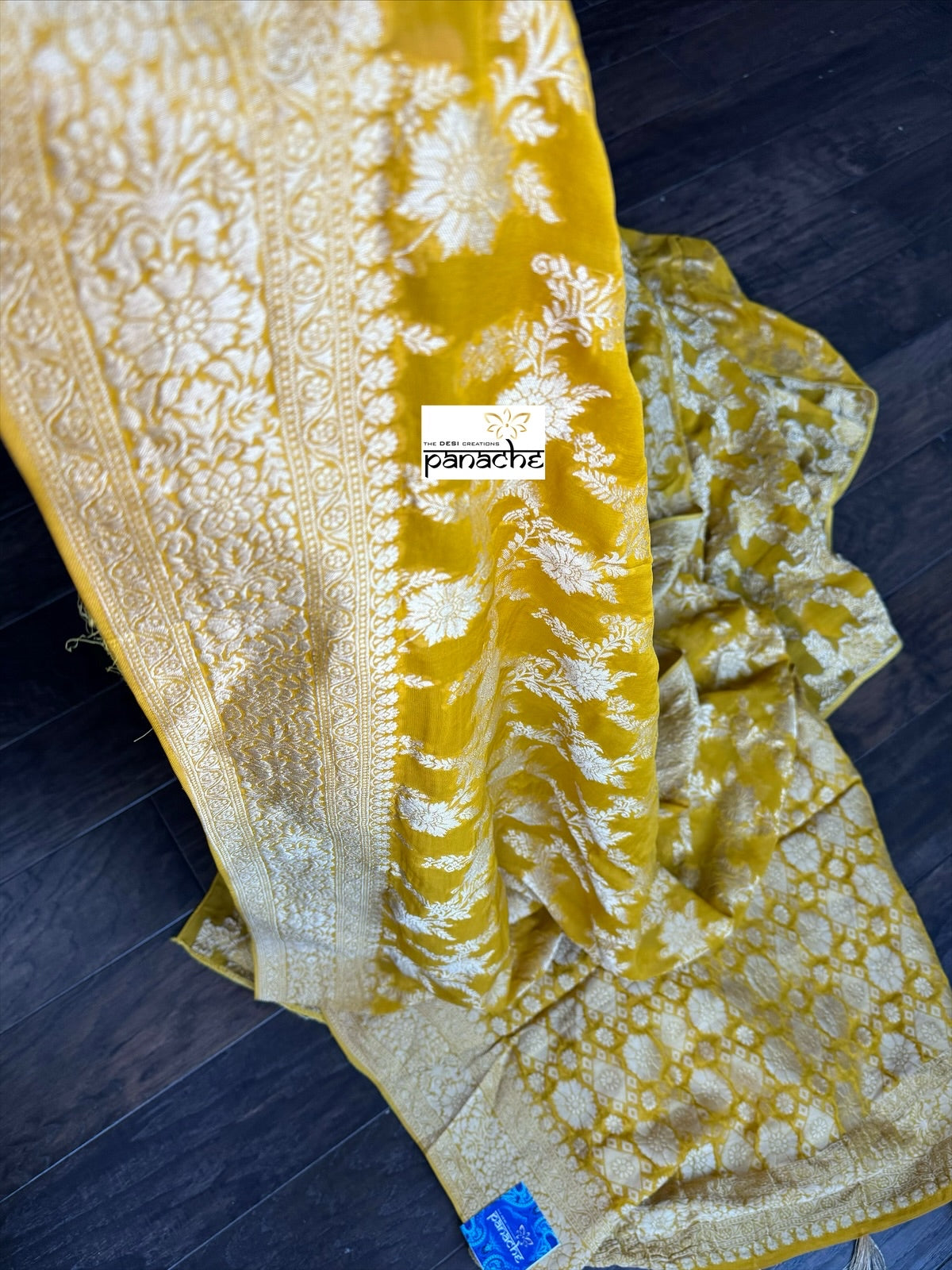 Designer Georgette Khaddi -  Yellow Woven
