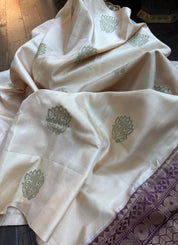 Pure Silk Kanjivaram - Light Cream Wine