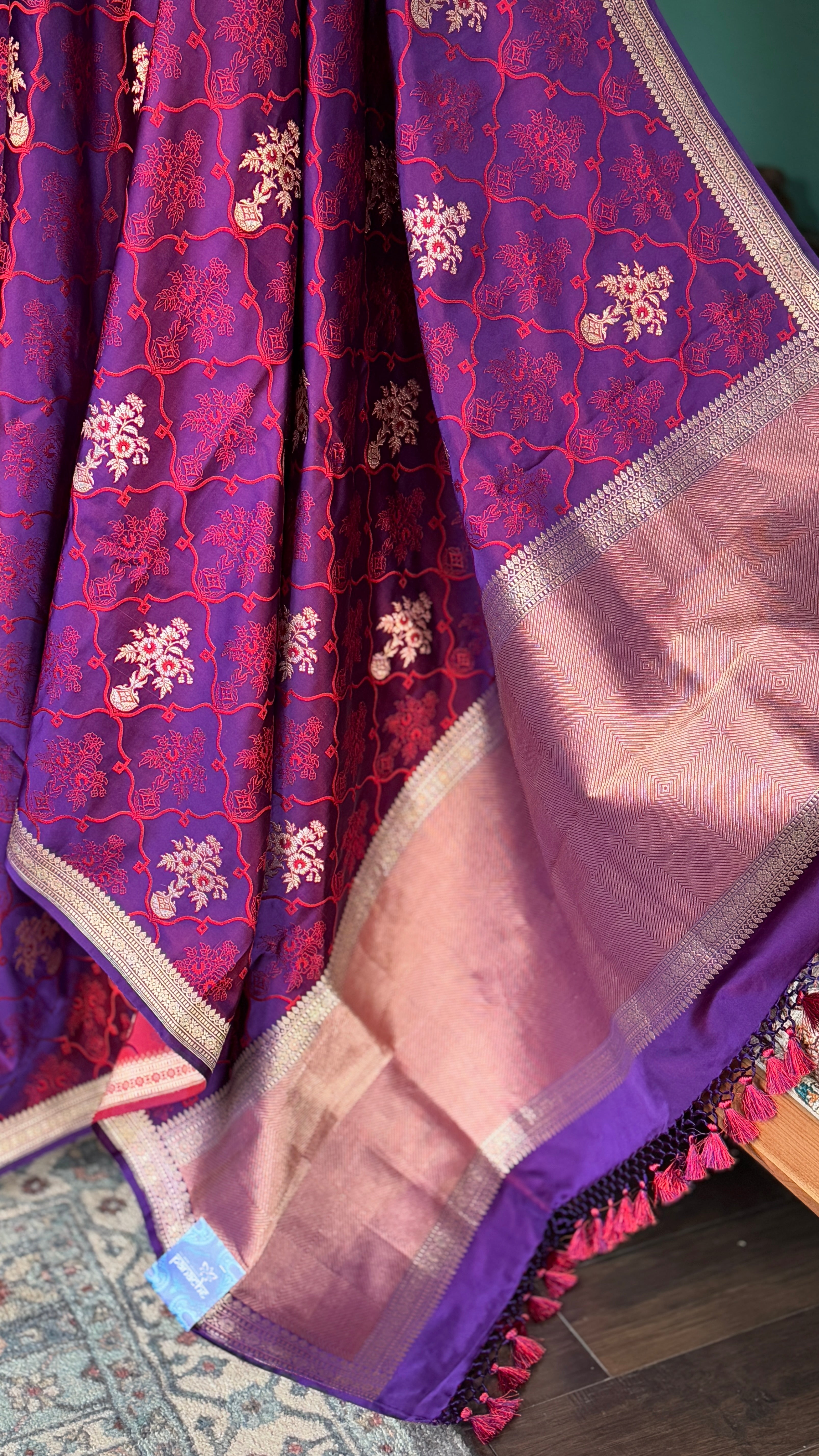 Pure Silk Mashru Banarasi- Purple