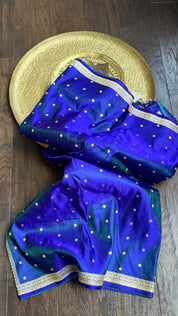 Pure Silk Mashru Banarasi- Peacock Blue Dual Tone
