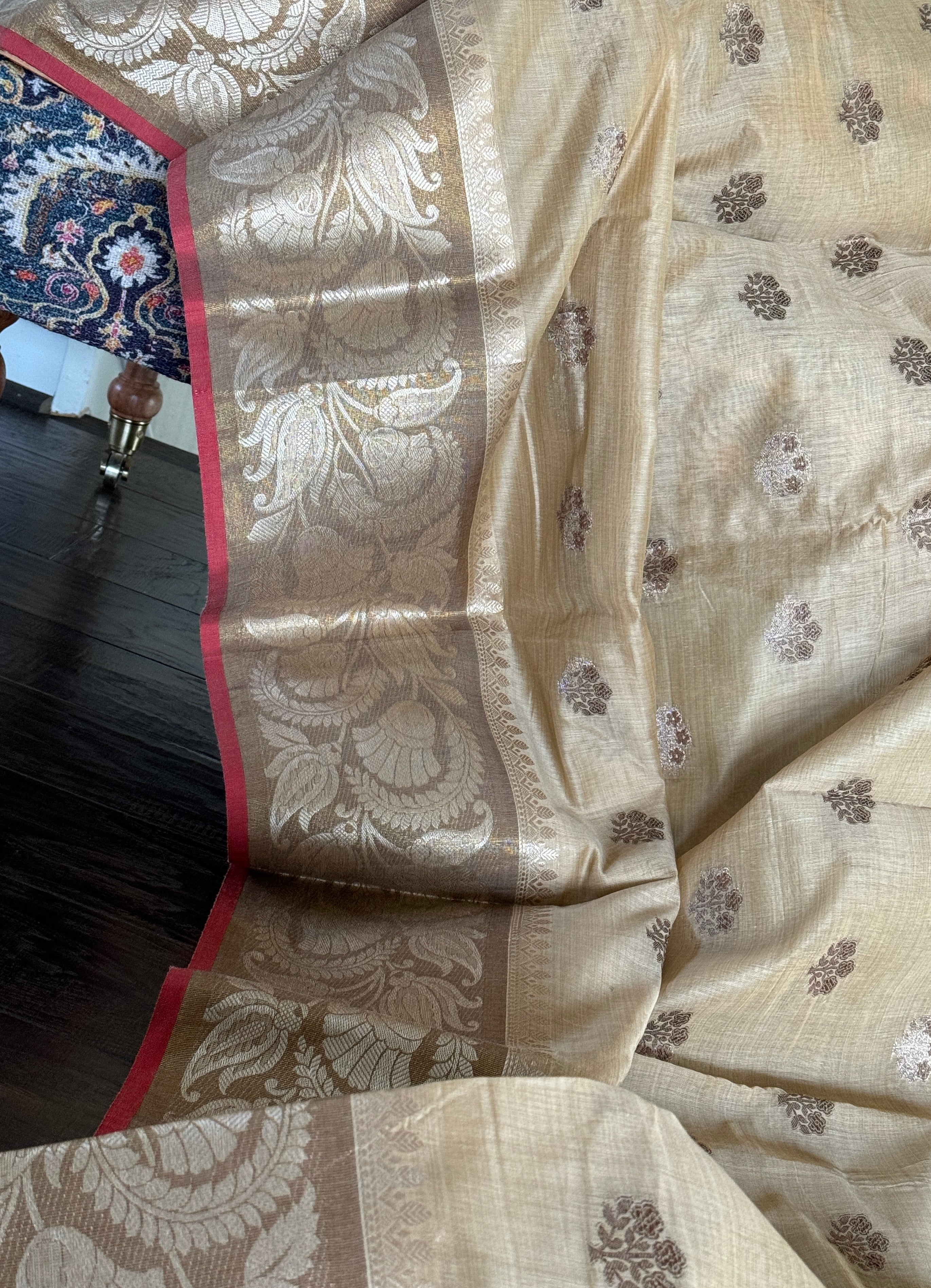 Cotton Silk Banarasi - Tan Red