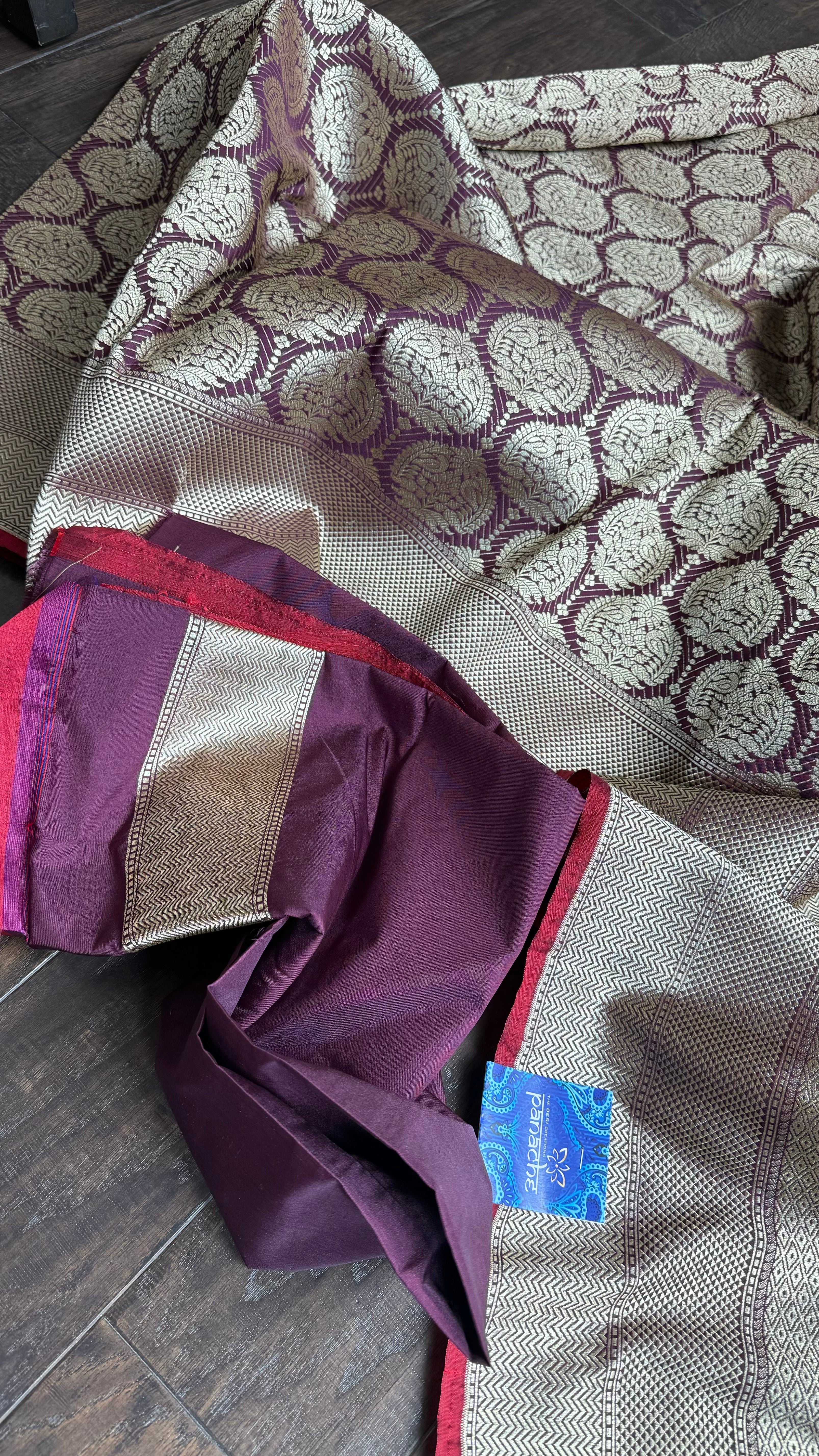 Soft Silk Banarasi - Wine Maroon Brocade