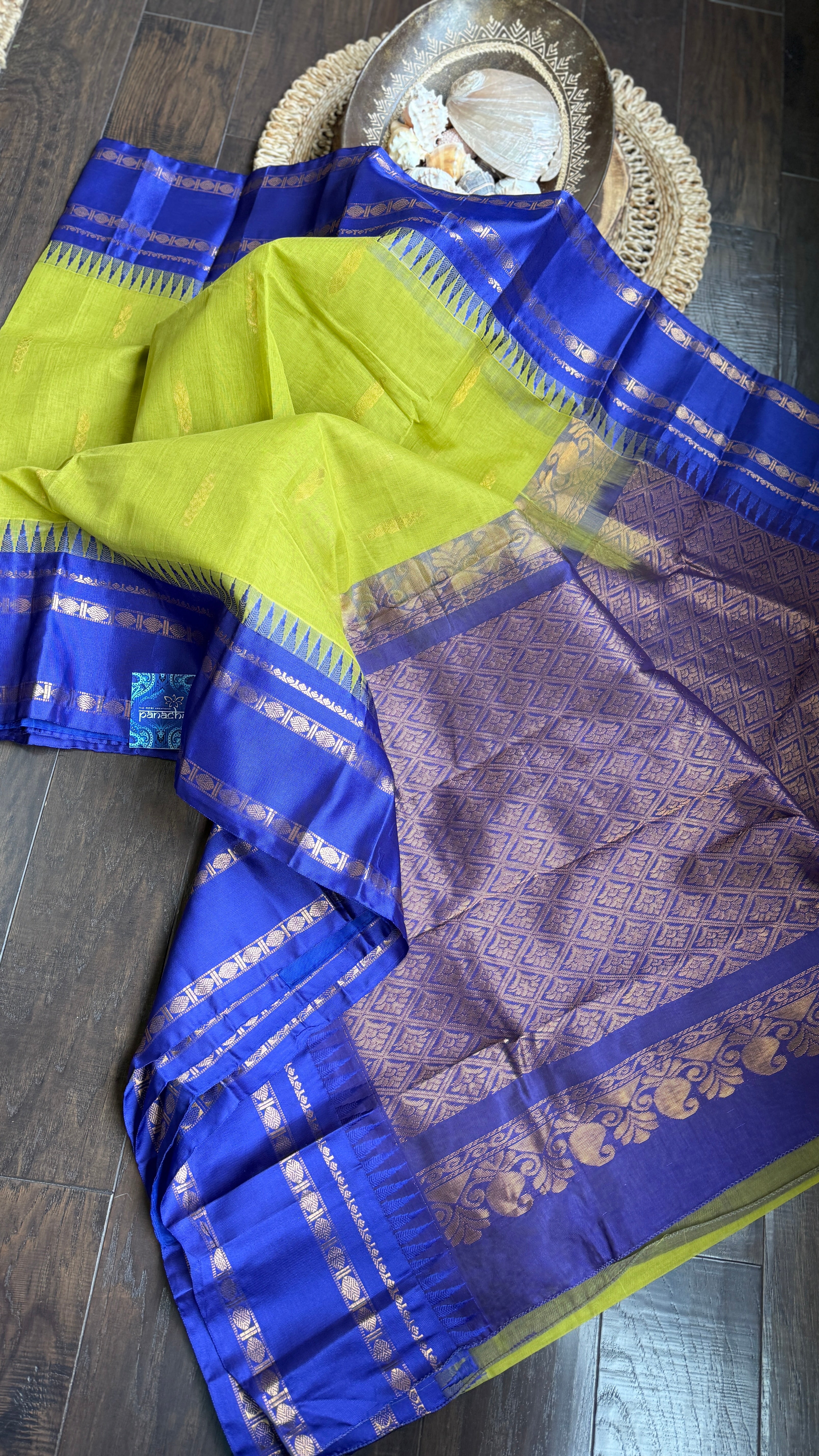 Cotton Gadwal - Henna Green Blue