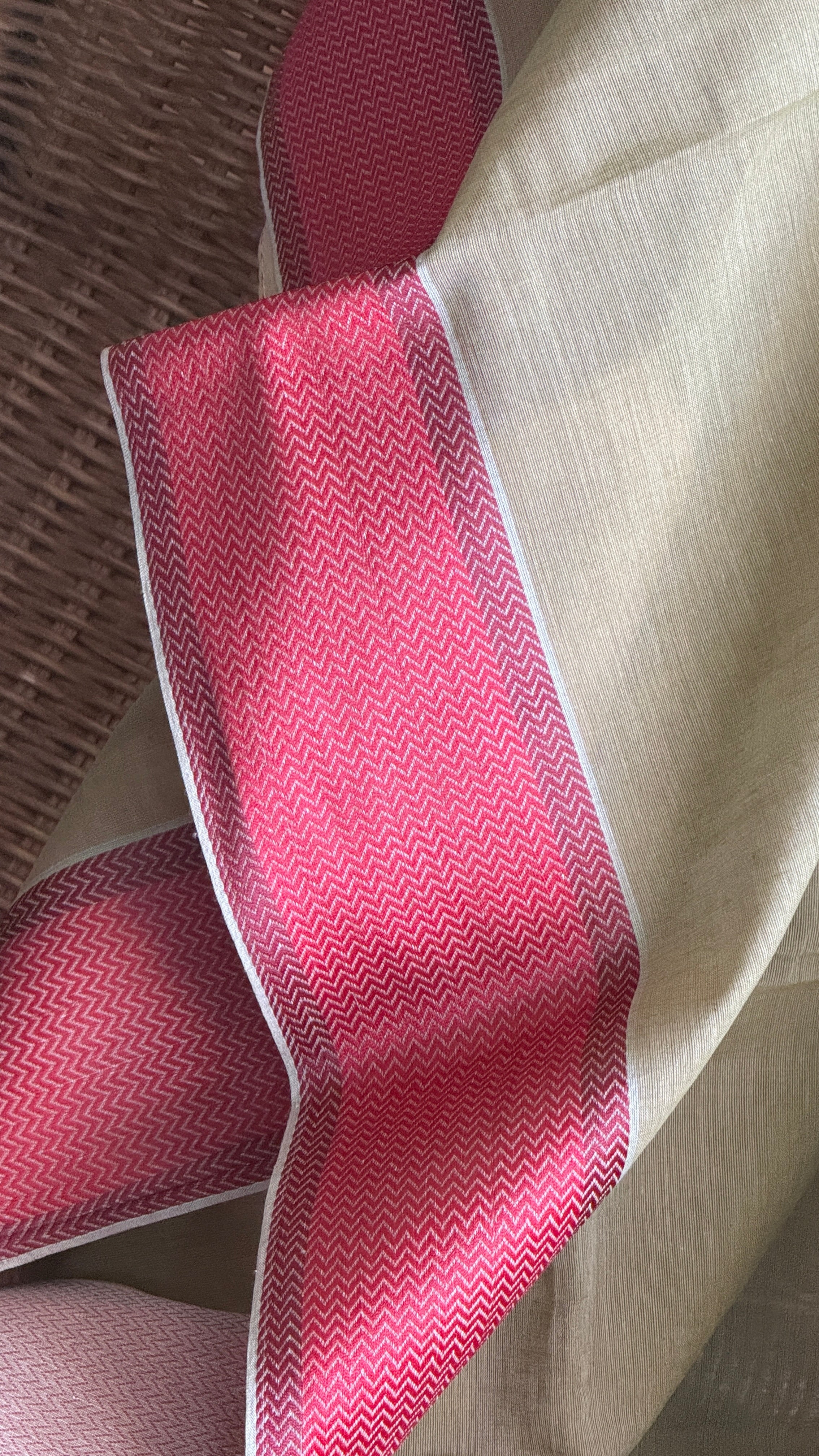 Pure Khadi Cotton Handloom - Moss Grey Red