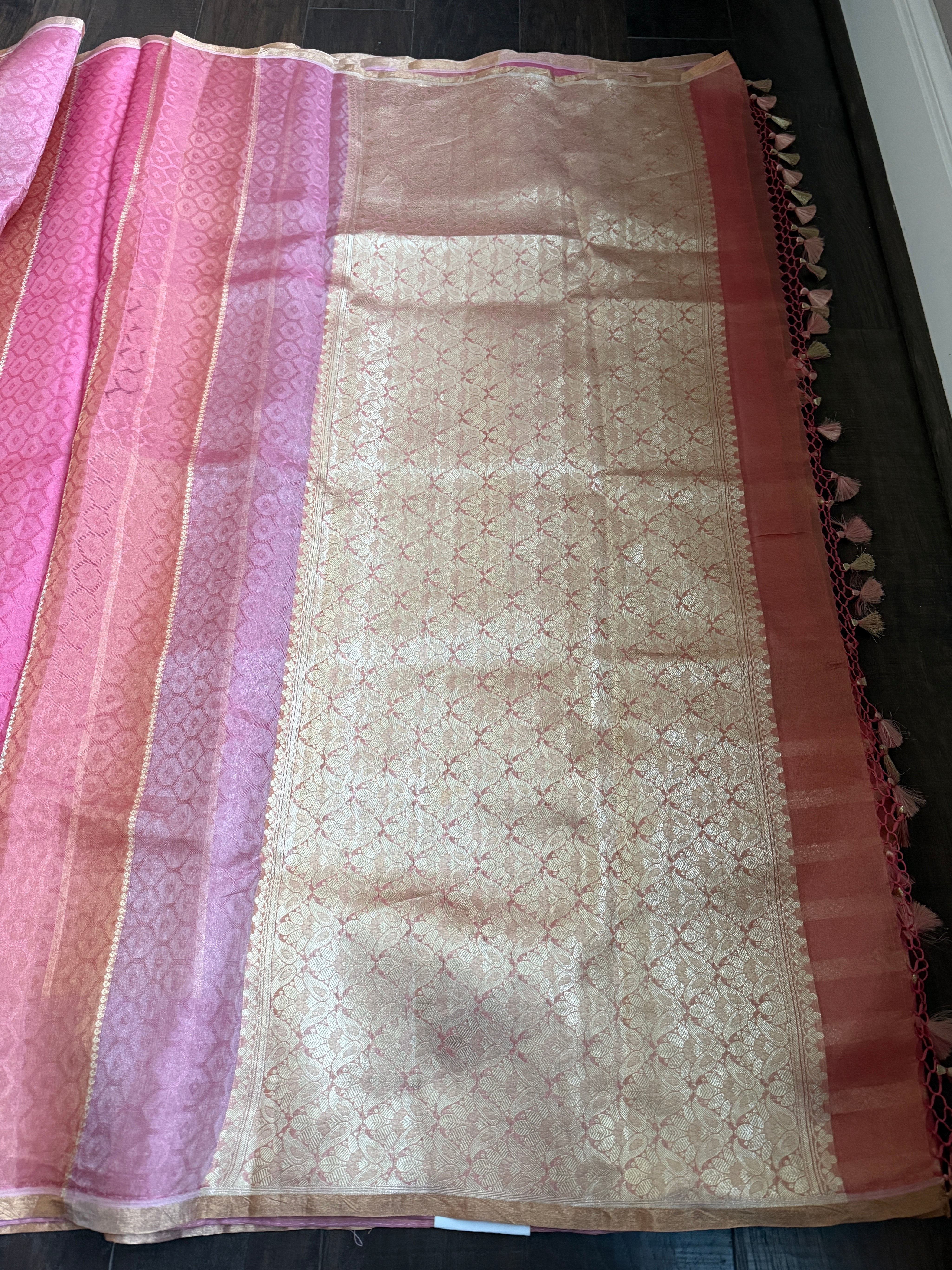Tissue Organza Silk Banarsi - Rangkat Peach Pink
