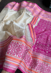 Pure Gachi Tussar Silk - Cream Pink