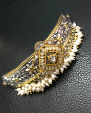 Silver 925 Choker - Dual Tone Kundan