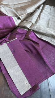 Chanderi Tissue Silk - Purple Silver woven