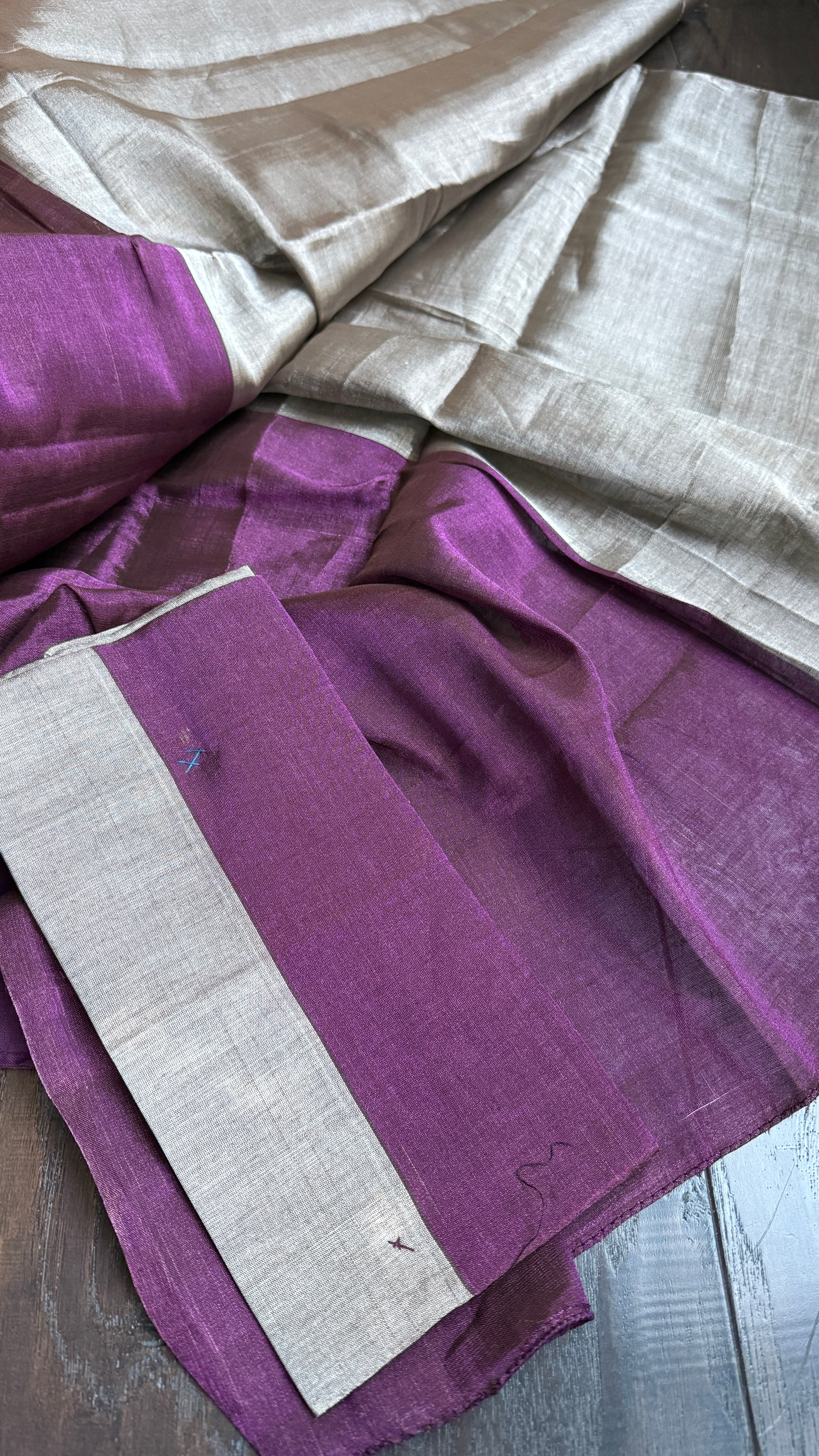 Chanderi Tissue Silk - Purple Silver woven