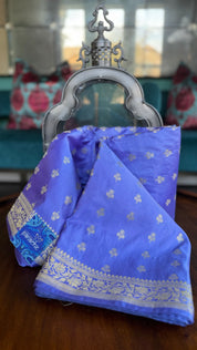 Pure Silk Mashru Banarasi- Violet Antique Zari