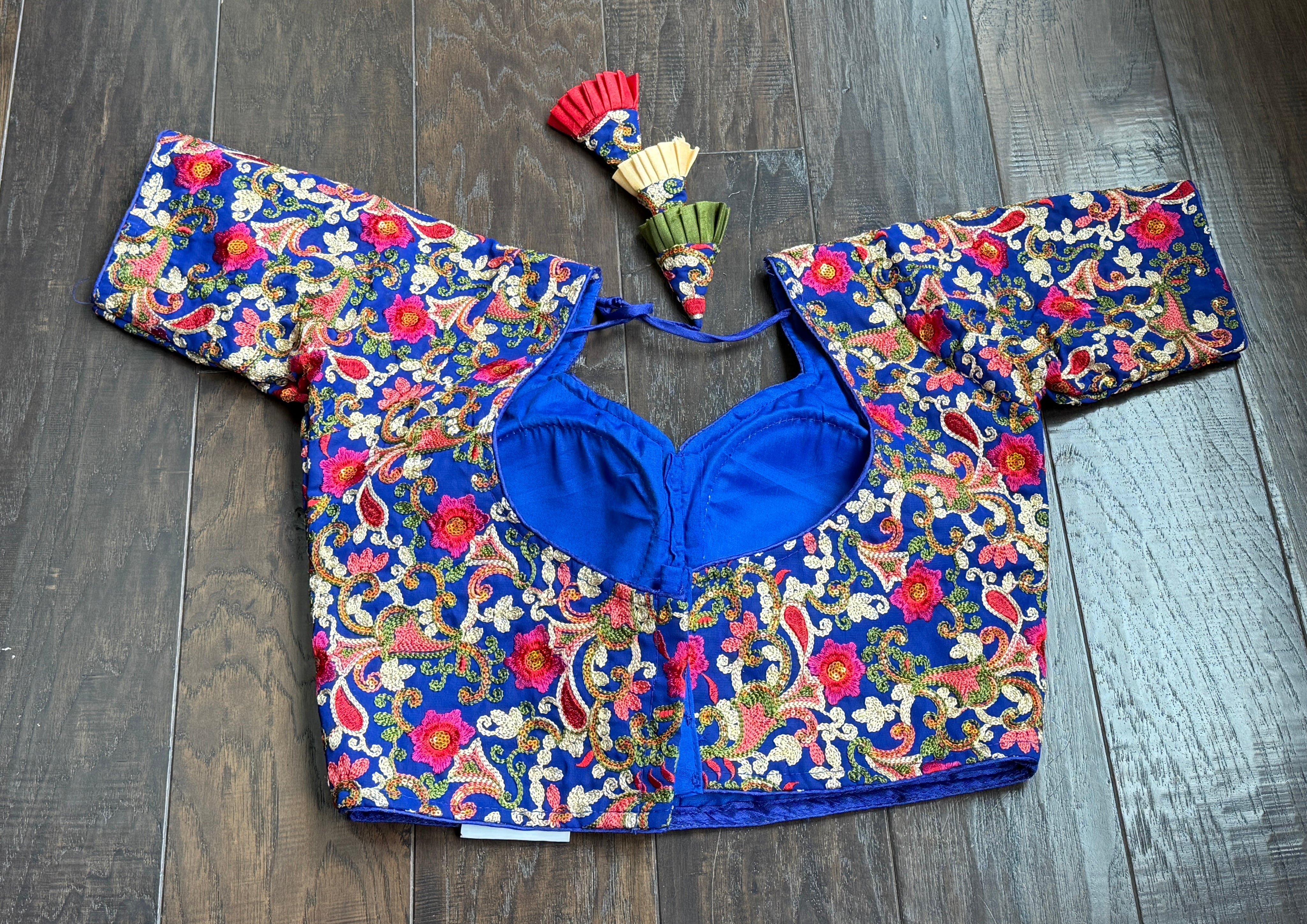 Designer Blouse - Blue Multicolor Embroidered