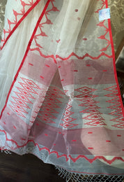 Muslin Jamdaani - White Red