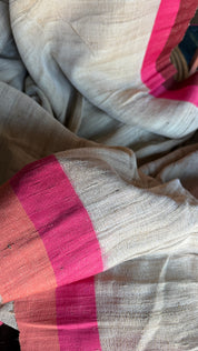Pure Tussar Gicha Silk -  Beige Pink Brown