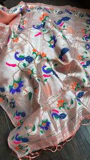 Cotton Silk Paithani - Peach Woven