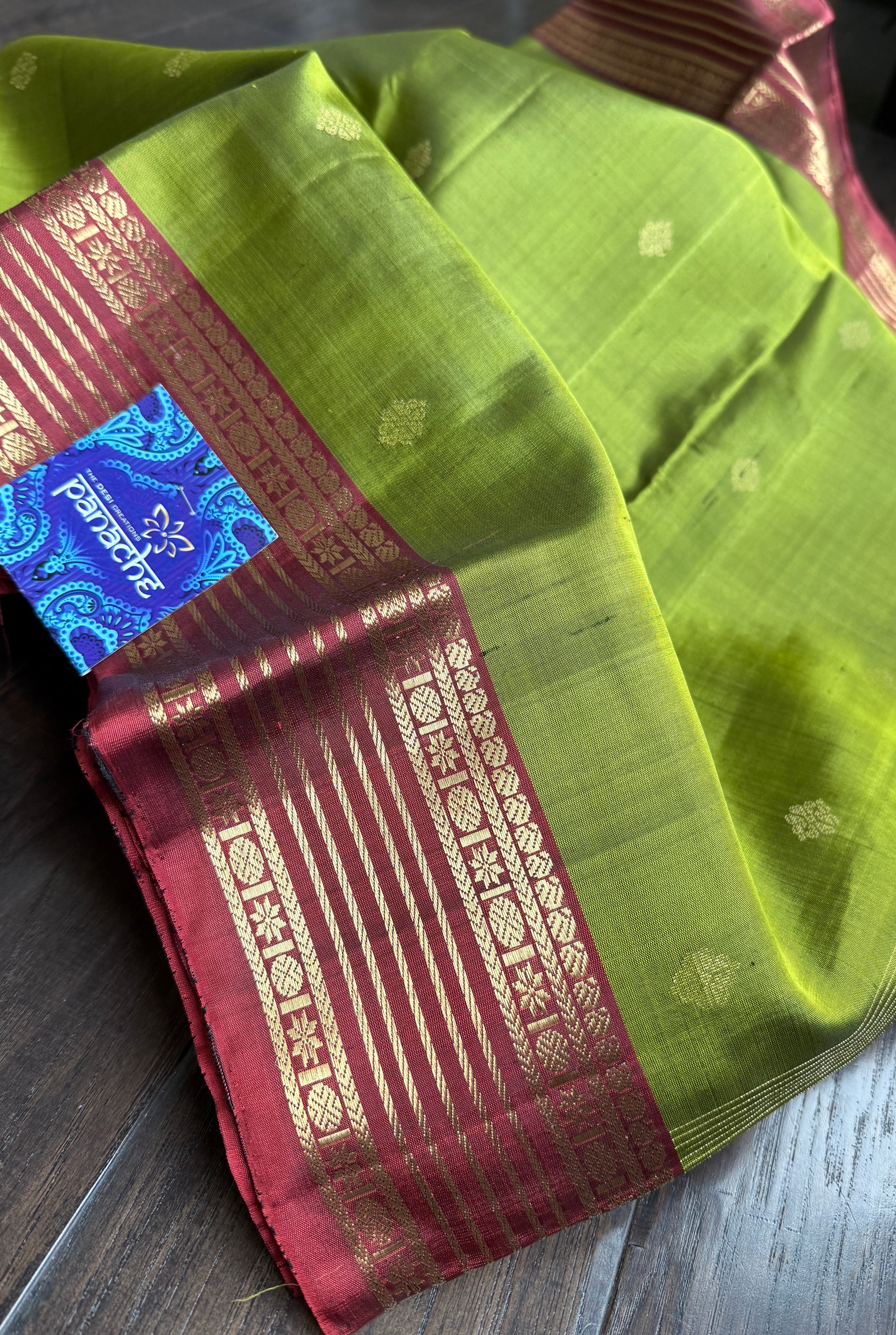 Pure Silk Kanjivaram - Green Maroon 2G Pure Zari