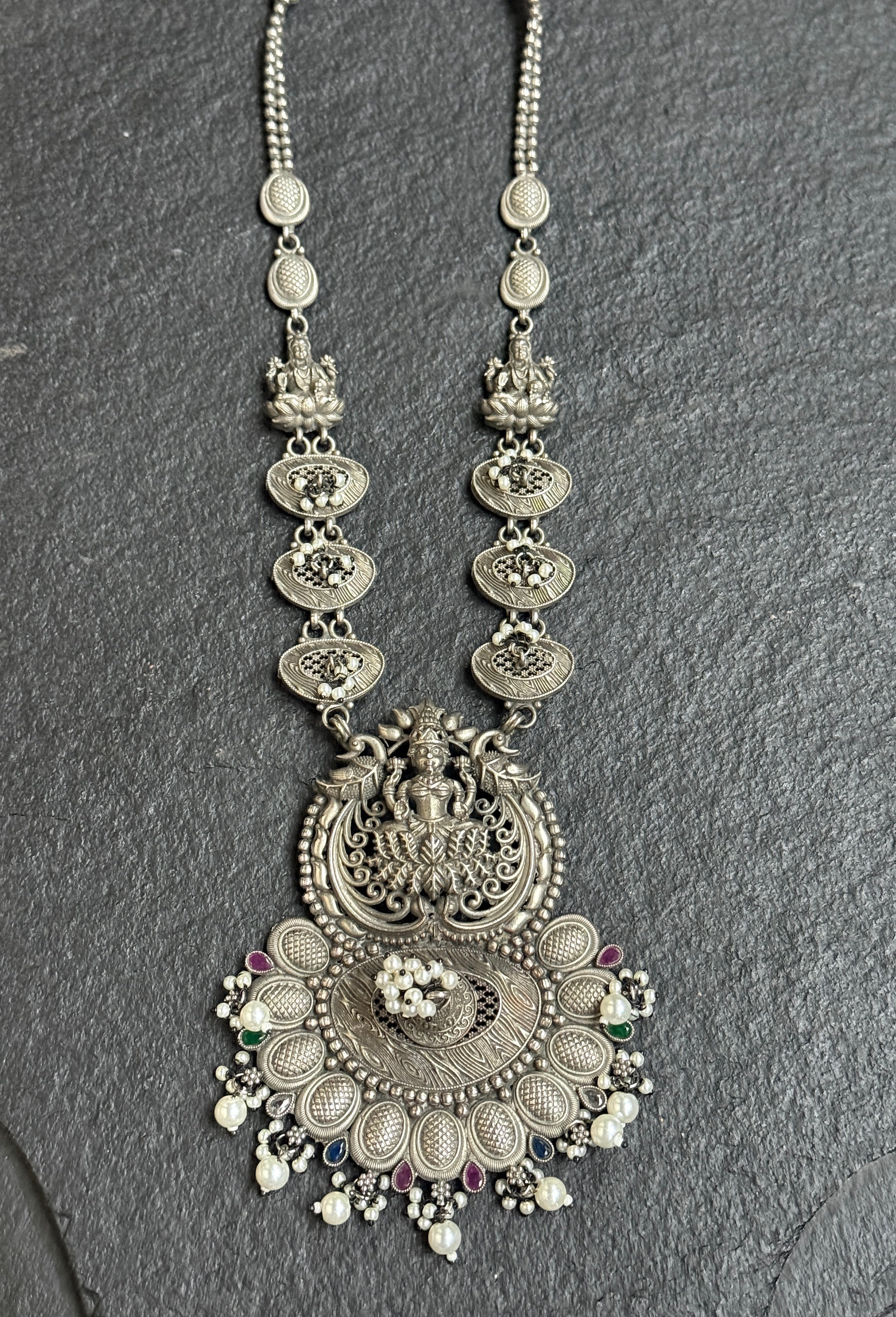 German Silver Pendent Lakshmi- Vintage Necklace