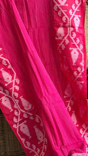 Khadi Cotton Jamdaani Soft - Pink White Woven
