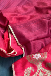 Raw Silk Banarasi - Maroon Rust Shaded