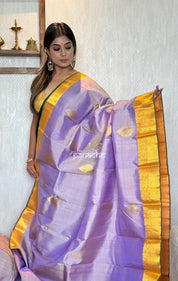 Pure Silk Korvai Kanjivaram - Lavender Peach Woven