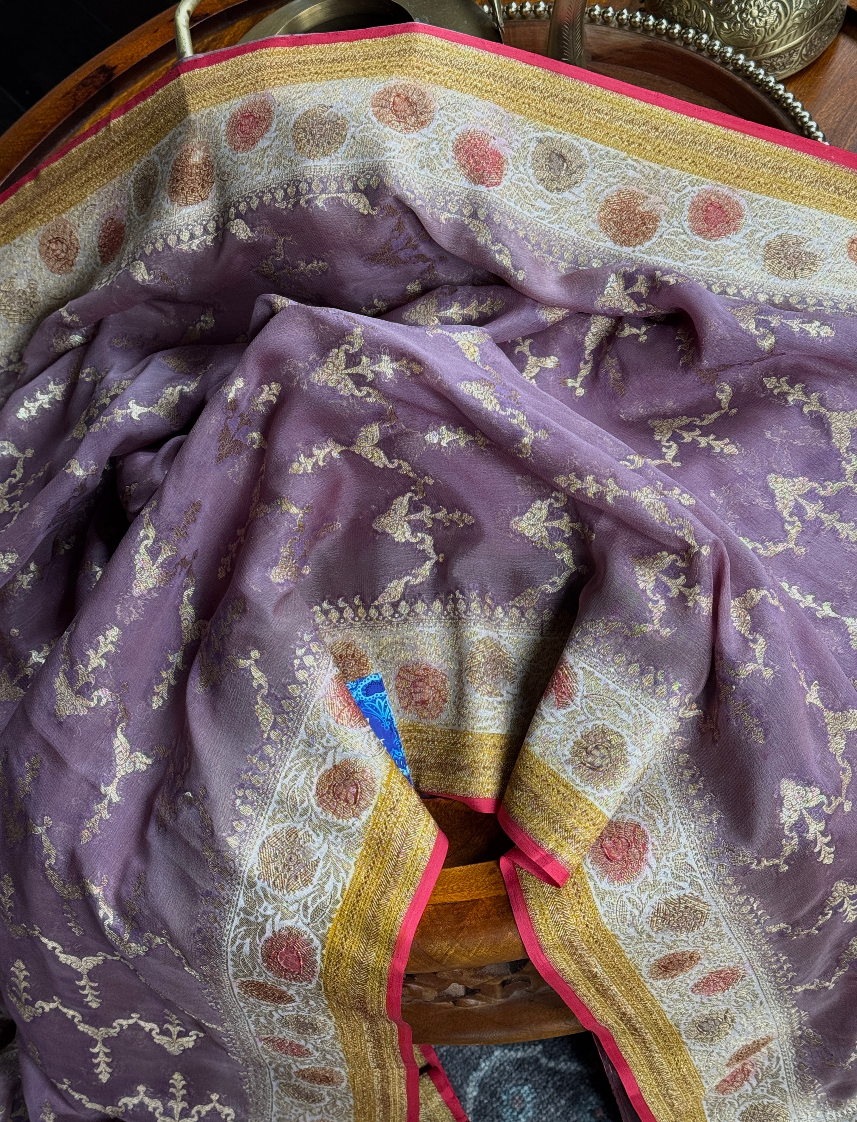 Khaddi Georgette Banarasi - Light Mauve Purple