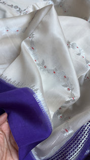 Chiniya Silk Leheriya Banarasi - Off White Purple Woven