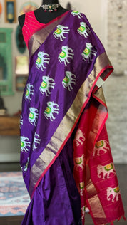 Pure Silk Ikat - Purple Red Pochampally
