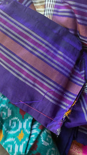 Pure Silk Ikat - Sea Green Purple Pochampally