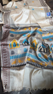 Pure Tussar Silk - Tan Beige Coffee Brown Dolabedi