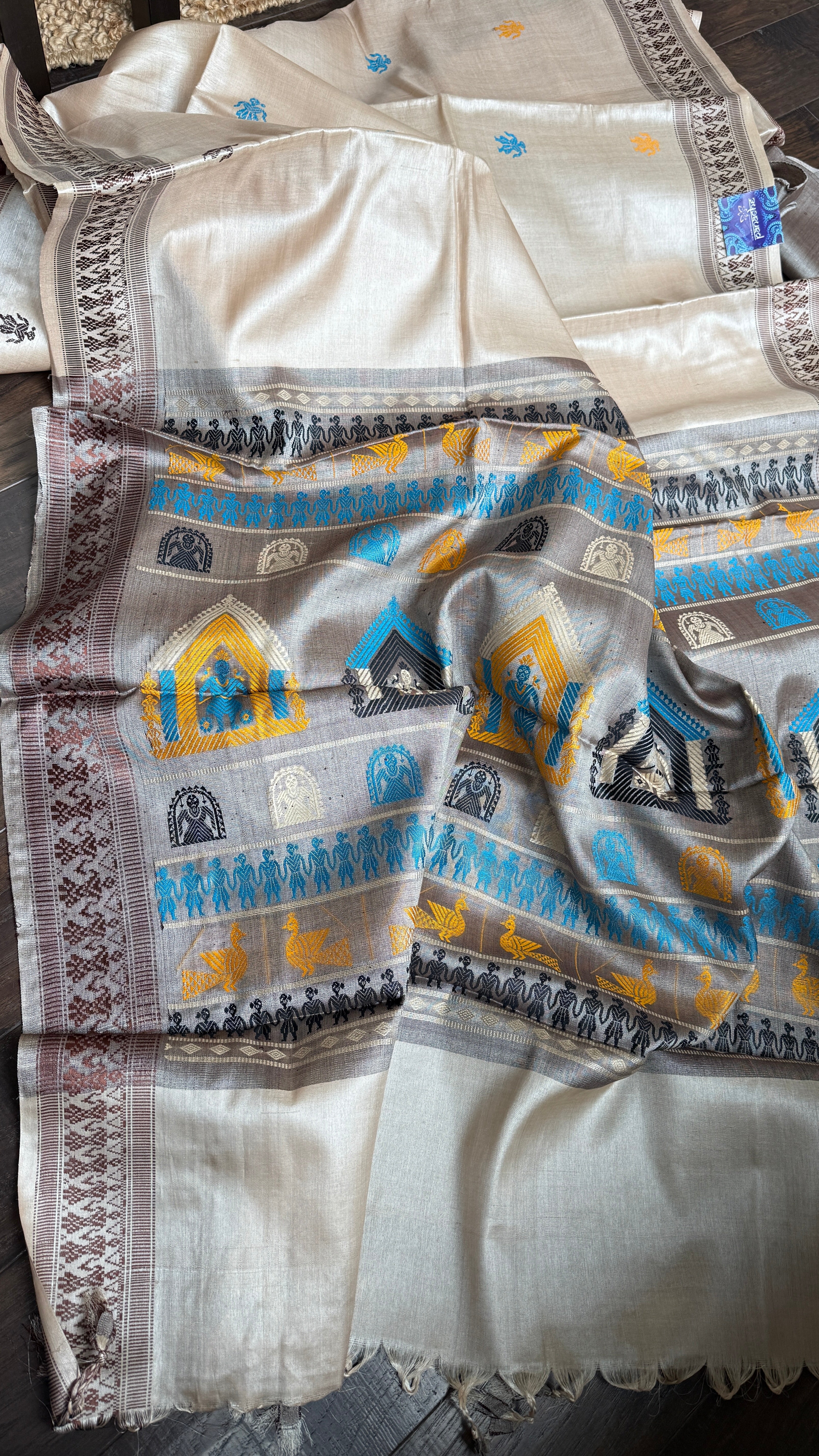 Pure Tussar Silk - Tan Beige Coffee Brown Dolabedi