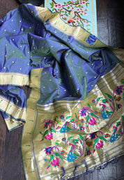 Soft Silk Paithani - Purple Mauve Dual Tone