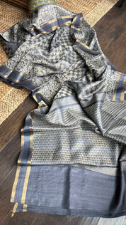 Tussar Silk - Steel Grey Woven
