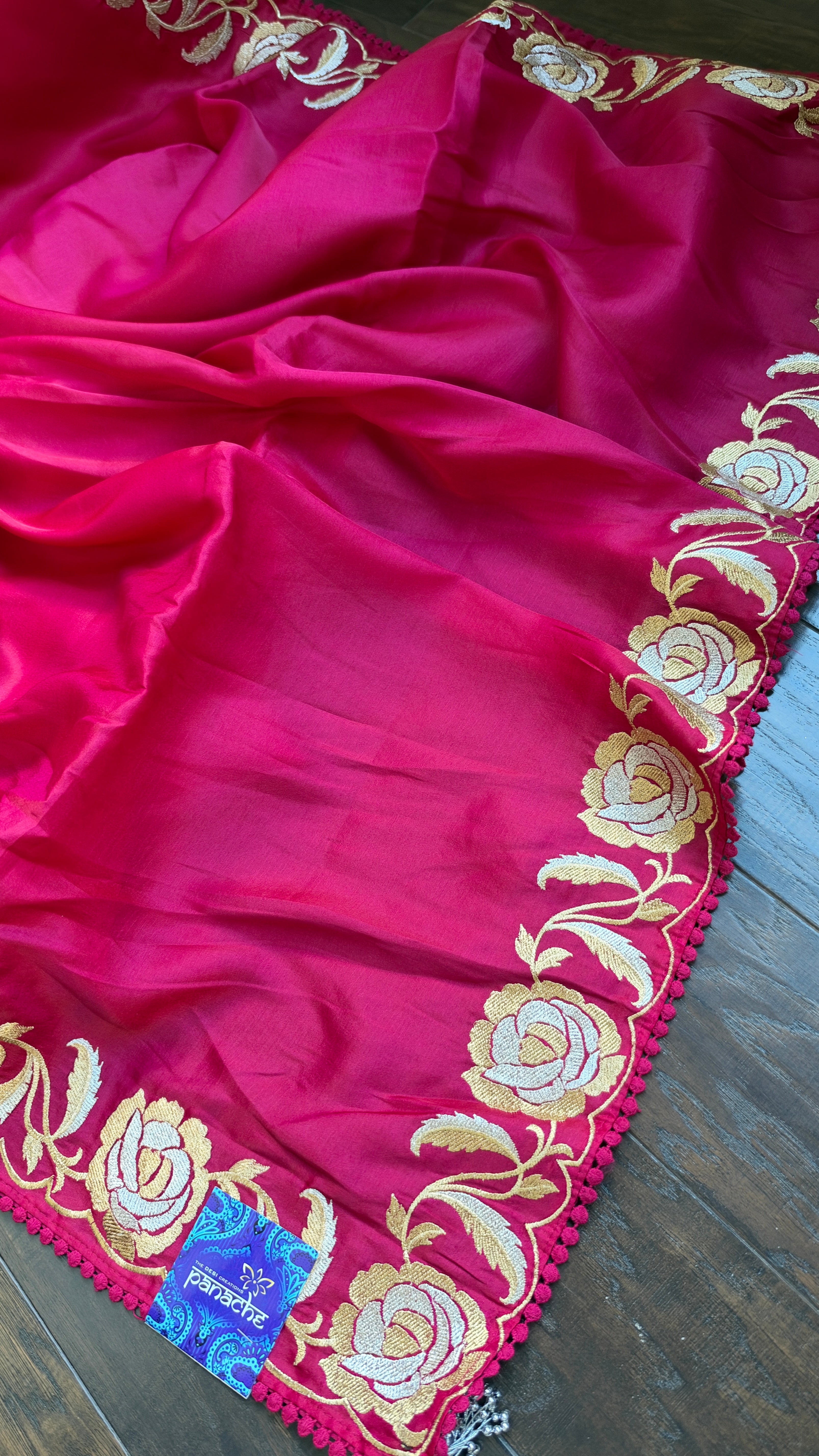 Soft Silk Embroidered - Rani Pink