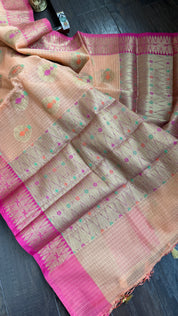 Cotton Silk Banaras Chanderi - Peach Pink